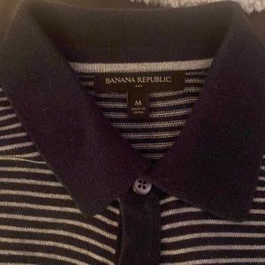 Banana Republic navy and cream shirt-sleeved sweater; Sz Med